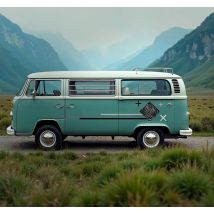 Sticker camping car rayures grises
