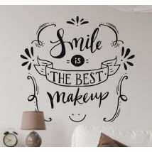Sticker mural phrase smile is the best make up