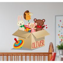 Sticker enfant boite à jouets personnalisable
