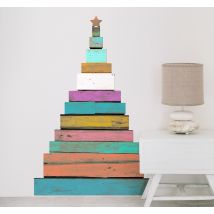Sticker arbre de noël en bois
