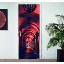 Sticker porte original trompe l'oeil photo couloir