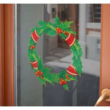 Sticker Noël vitrine couronne