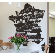 Sticker salle à manger carte vins de France