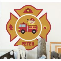 Sticker enfant pompier personnalisable