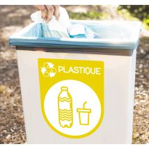 Sticker recyclage plastique jaune