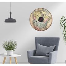 Sticker Mural Horloge Mappemonde