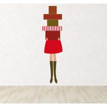 Sticker femme paquets cadeaux