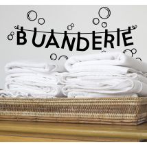 Sticker salle de bain texte buanderie