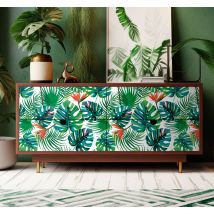 Adhésif meuble feuilles tropicales