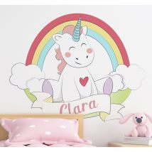 Sticker Maison Licorne sur arc-en-ciel