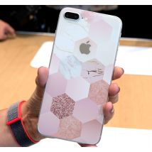 Autocollant iPhone motif hexagones rose