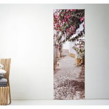 Sticker porte petite ruelle fleurie
