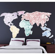 Sticker Mural mappemonde éléments voyages