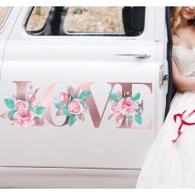 Sticker mariage texte "Love" fleuri
