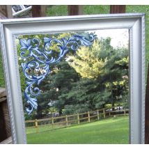adhesif miroir coins floraux bleus
