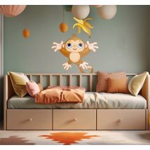 Sticker enfant singe et banane