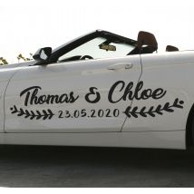 Sticker voiture mariage personnalisable laurier