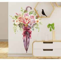 Sticker bouquet de fleur dans un parapluie