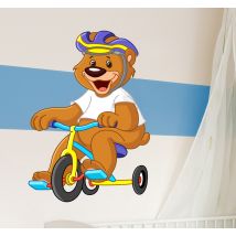 Sticker enfant ours cycliste