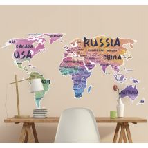 Carte du monde lettrage stickers carte du monde