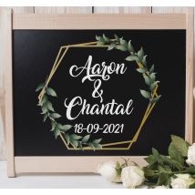 Sticker mariage hexagonal avec date et prénom
