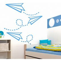 Sticker enfant avions en papier
