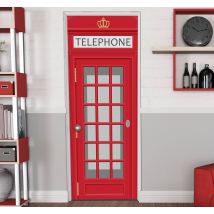 Sticker porte cabine téléphonique rouge