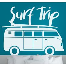 Sticker surf trip avec van