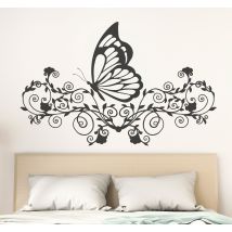 Sticker papillon sur fleurs pour chambre