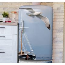 Sticker frigo mouette et bateau