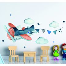 Sticker mural Avion et nuage