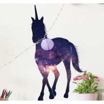 Sticker Silhouette de licorne et espace