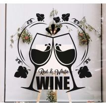 Sticker fenêtre bar à vin rouge et blanc