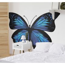 Sticker papillon bleu aux ailes ouvertes