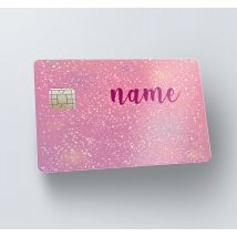 Sticker carte bancaire personnalisé rose pailleté
