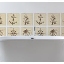 Sticker salle de bain carrelage objets de la mer