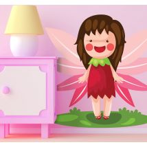 Sticker enfant fée rose