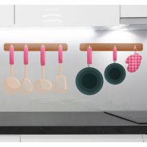 Sticker Mural Cuisine Dessin animé appareils suspendus