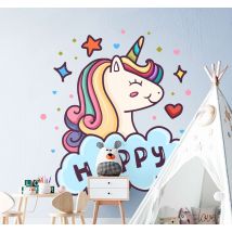 Sticker Mural Cinéma Tête de licorne dans le nuage
