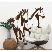 Sticker Mural Animal 2 chevaux courant
