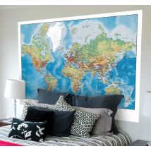 Sticker mural pour salon carte du monde