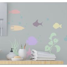 Sticker salle de bain poissons monde sous-marin