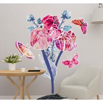 Sticker Mural Papillon Fleur avec des papillons