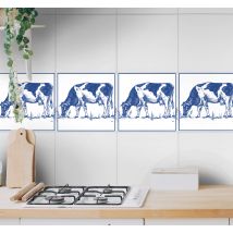 Autocollant Carrelage Vache bleue delfts