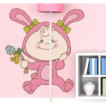 Sticker bébé lapine rose