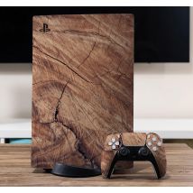 Sticker PS5 imitation bois réaliste