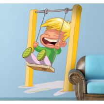 Sticker enfant rires sur la balançoire
