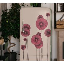 Autocollant frigo fleurs de pavot abstraites