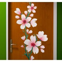 Sticker porte motif fleurs blanches