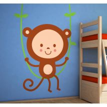 Sticker enfant singe balançoire